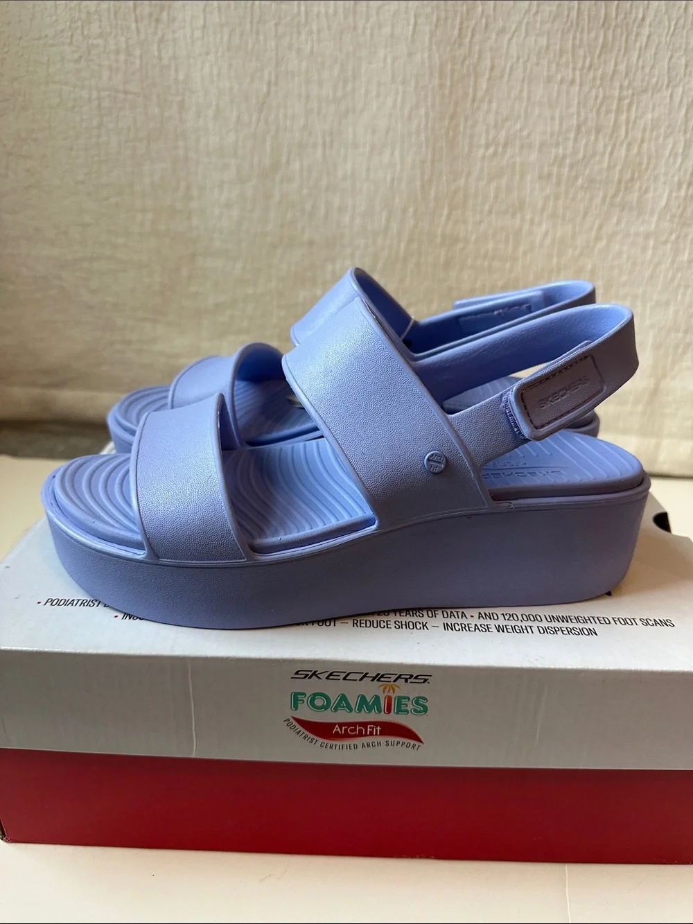 Skechers Periwinkle Foamies Platform Sandals for Women Size 7 - Picture 6 of 8